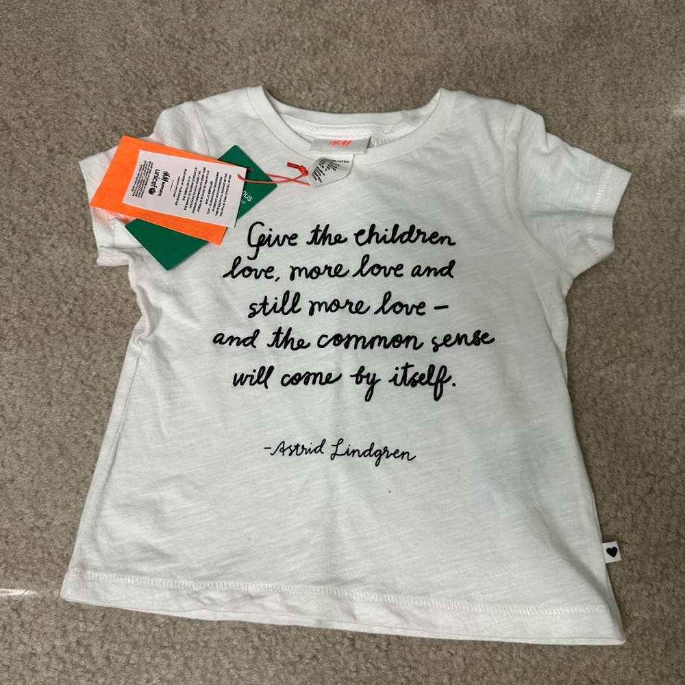 H & M CONSCIOUS ORGANIC COTTON BLACK WHITE GRAPHIC T SHIRT SZ 18-24 MOS NWT